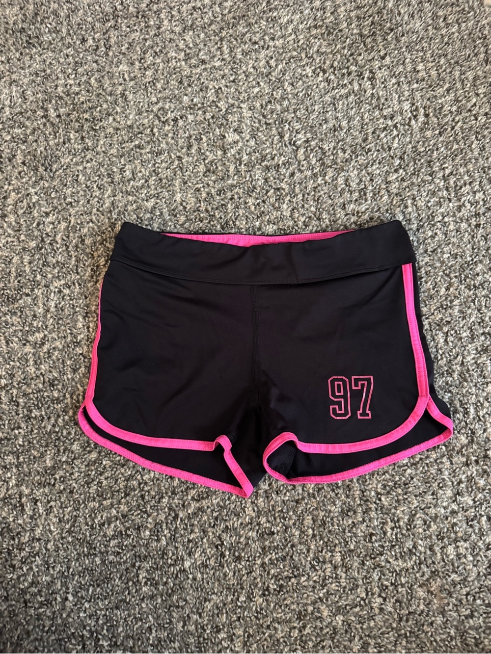 Vintage Aeropostale Black & Pink Women's Athletic Shorts with Contrast Trim
